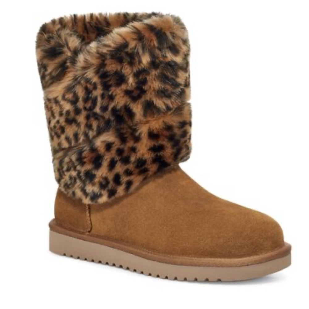 NWOT Koolaburra by UGG Dezi short cheeta sherpa lining boots. Size 6. - Picture 2 of 5